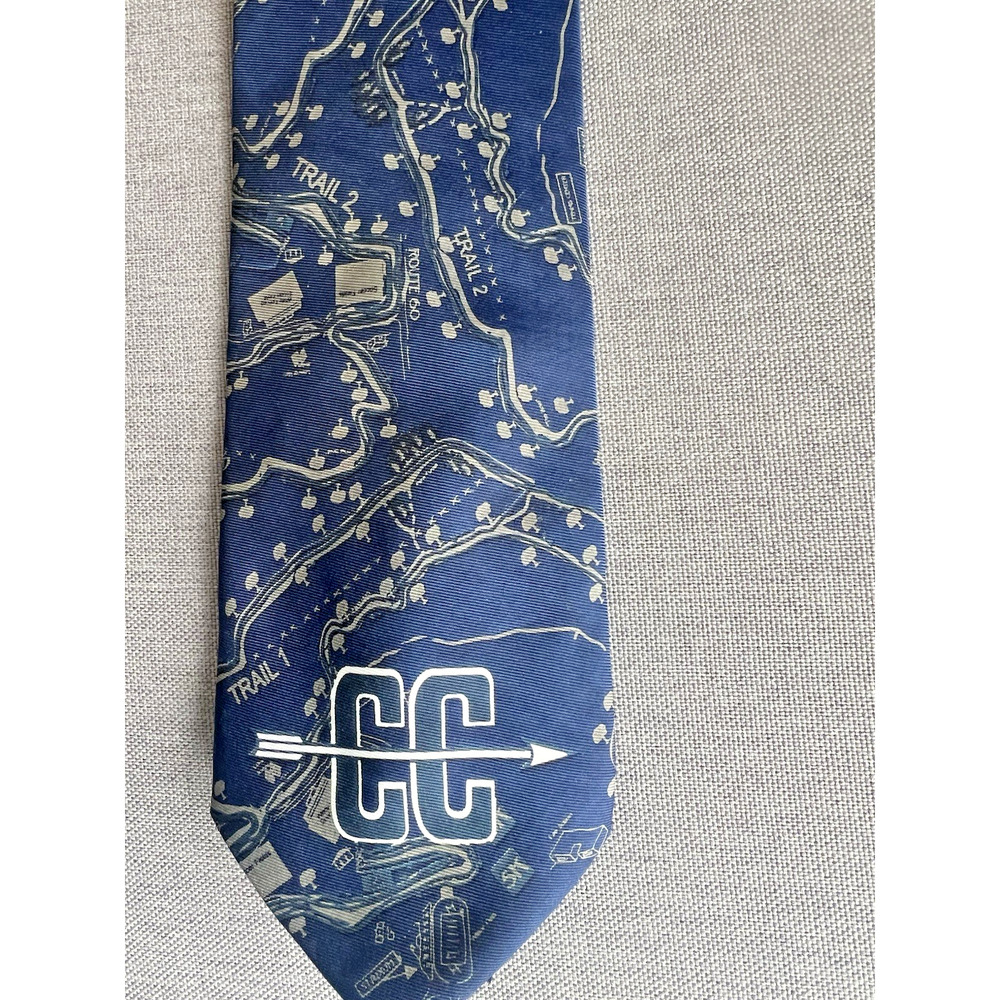 Wild Ties Mens Vintage Blue Necktie Route 60 Scenic Trail with CC logo direction